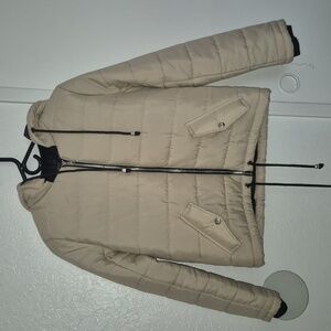 boohoo Puffer Zip-up Jacket , Women, Cream,Small